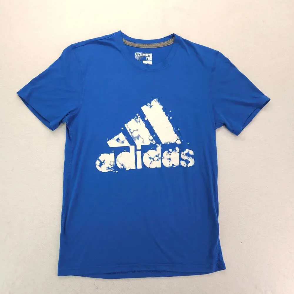 Adidas Casual Crew Neck Short Sleeve Graphic T Shirt Mens Size Small S Blue